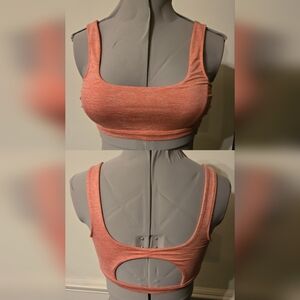 Free People Movement Square Neck Sports Bra Small Color Heathered Pink Coral